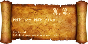 Müncz Mónika névjegykártya
